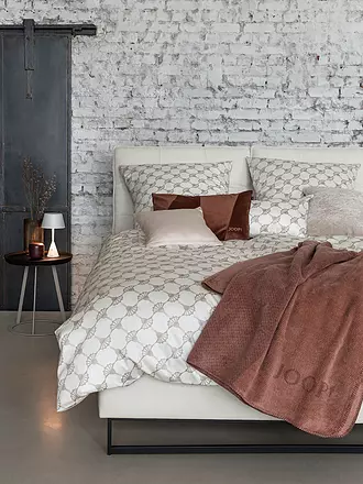 JOOP | Linge de lit en satin "Double" 70x90cm / 140x200cm (Noir/Argent) | beige